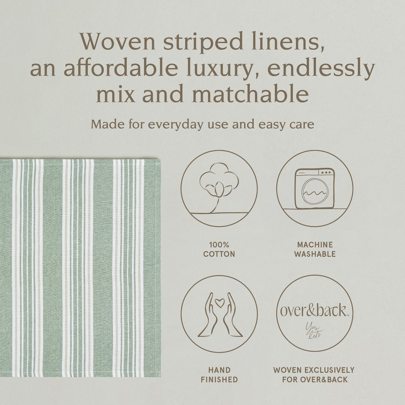 Over&back 100% Cotton Woven Striped Cloth Napkins - Machine Washable - Set of 4