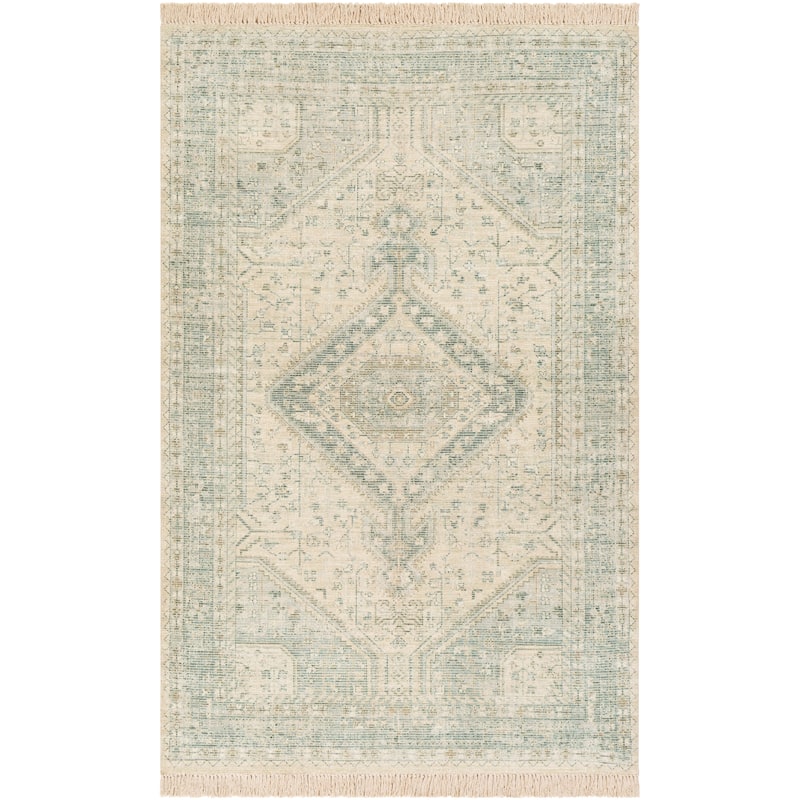 Livabliss Evans Distressed Medallion Handmade Cotton Area Rug