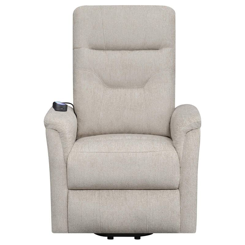 Chenille Power Lift Recliner with Lumbar Heat, Massage, USB Charging