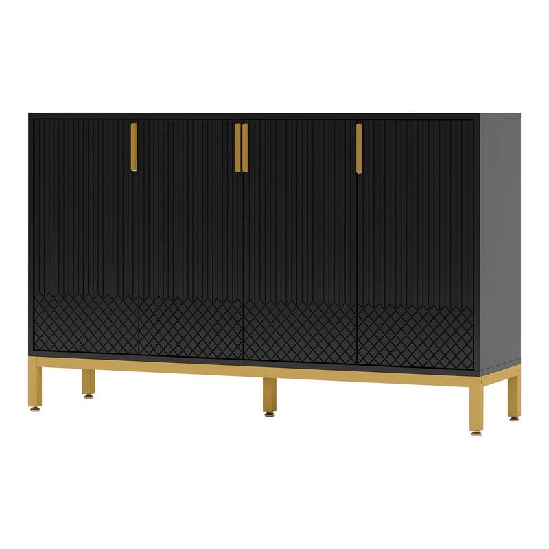 59" Luxury Black & Gold Buffet Sideboard Cabinet
