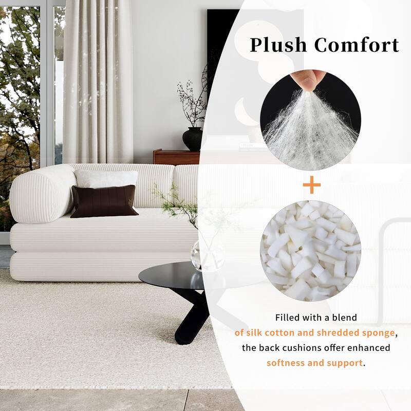 L-Shaped Modular Sectional Sofa with Chaise, Corduroy Convertible Sleeper Sofa Bed, High-Resilience Foam Compressed Sofa