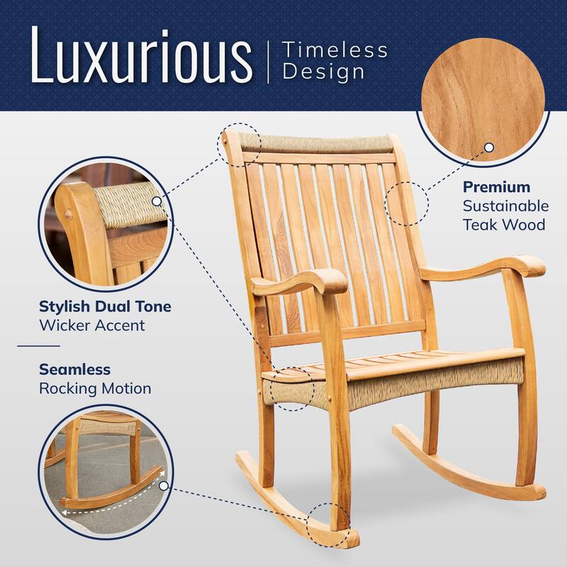 Cambridge Casual Marrakesh 3-piece Teak Wood Outdoor Rocking chair set
