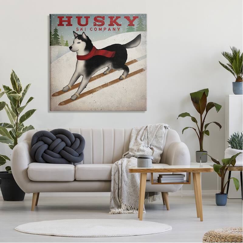 Stupell Husky Ski Company Winter Slopes Dog Stretched Canvas Wall Art, Design by Ryan Fowler