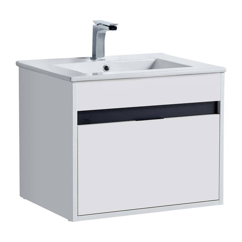 Fine Fixtures - Wall Mount Bathroom Vanity And Sink, Knob Free Design - Alpine Collection - - 24" - White Matte