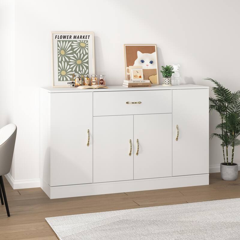 Sideboard Buffet Cabinet with Storage, 4 Doors & 1 Drawer, Modern Coffee Bar for Kitchen & Dining Room