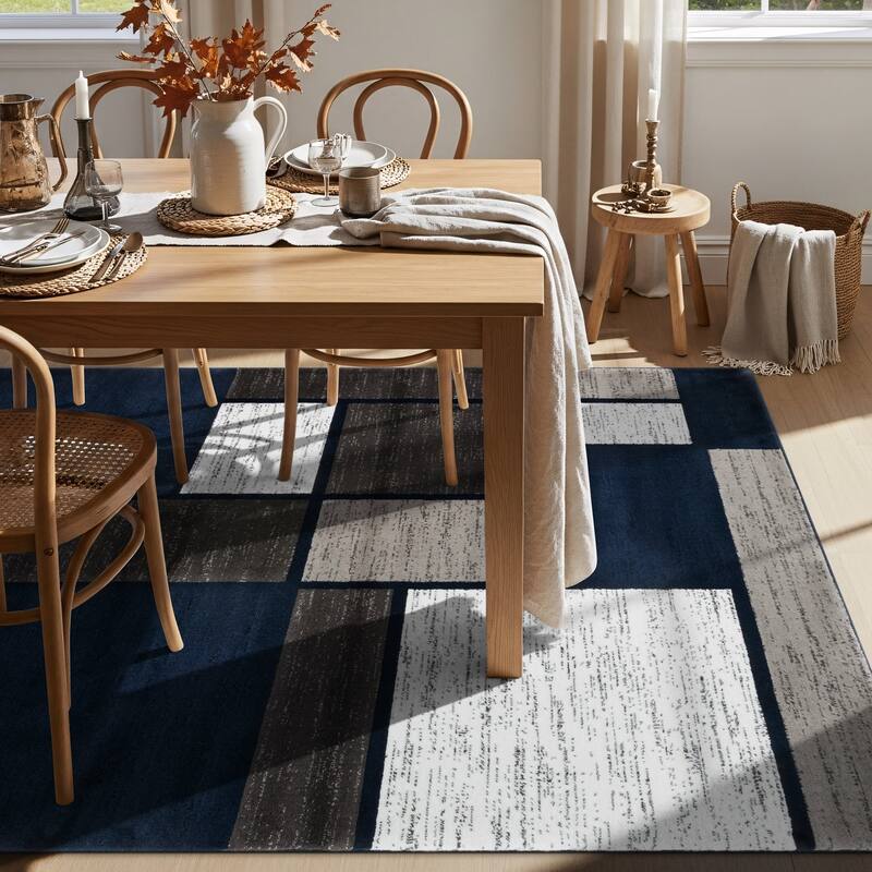 World Rug Gallery Contemporary Modern Boxed Color Block Area Rug