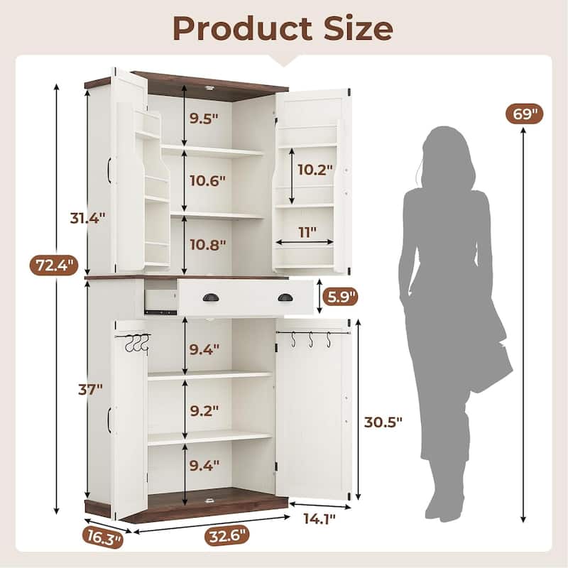 Farmhouse Kitchen Storage Cabinet Pantry Cabinet Home Bar