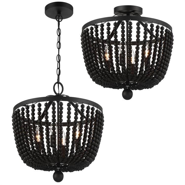 Rylee 4 Light Matte Black Ceiling Mount - 16.5'' W x 17'' H