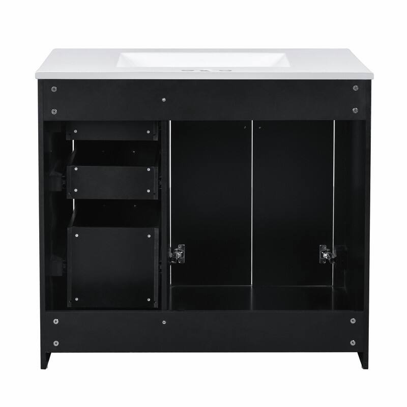 Freestanding 36'' Bathroom Vanity with Ceramic Sink, 3 Drawers, Soft Closing Doors & Solid Wood Frame