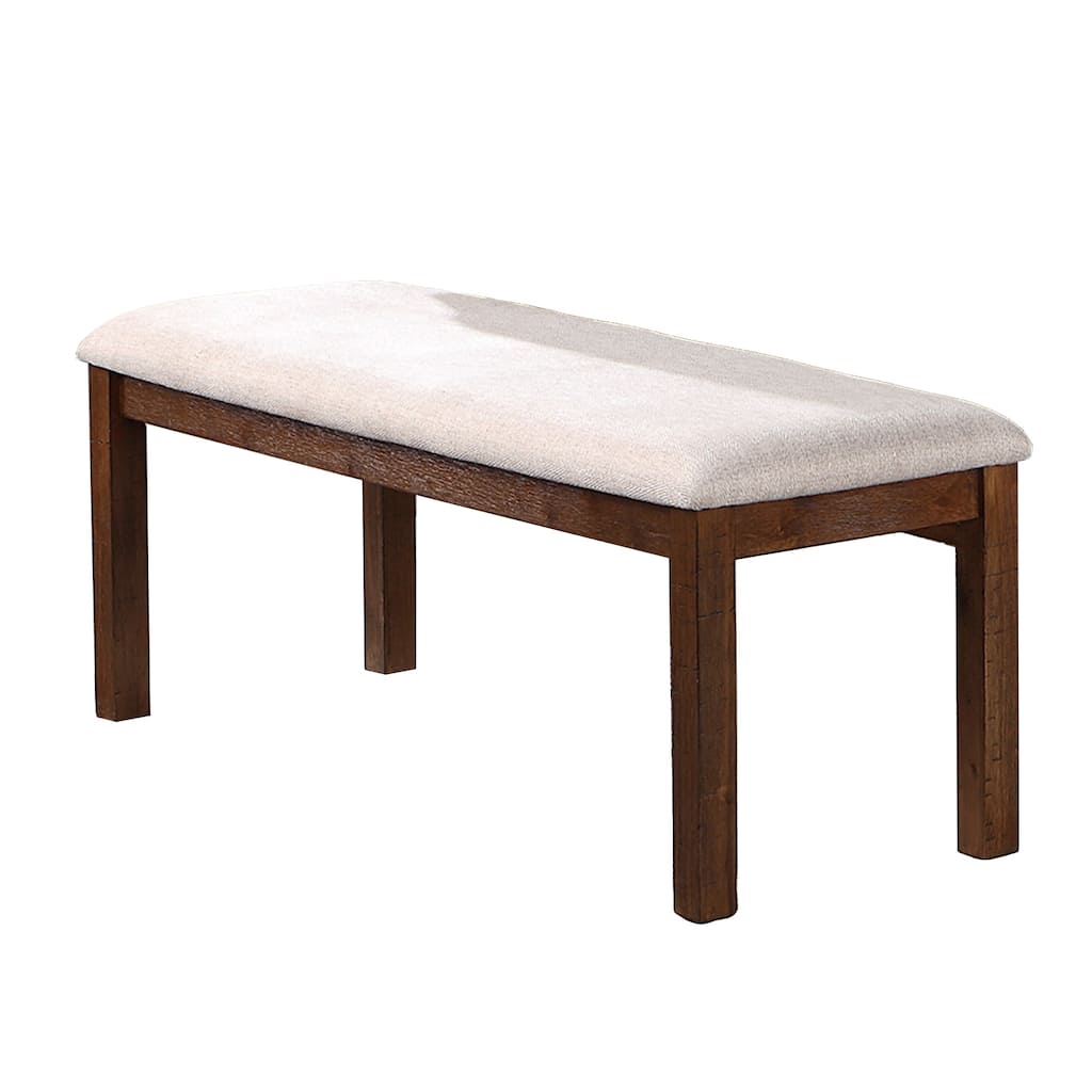Upholstered Cushion Dining Bench in Walnut