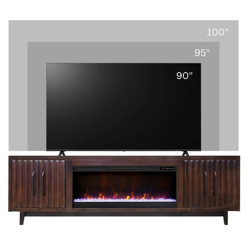 Bridgevine Home Radiance 94 inch Fireplace TV Stand for TVs up to 100 inches