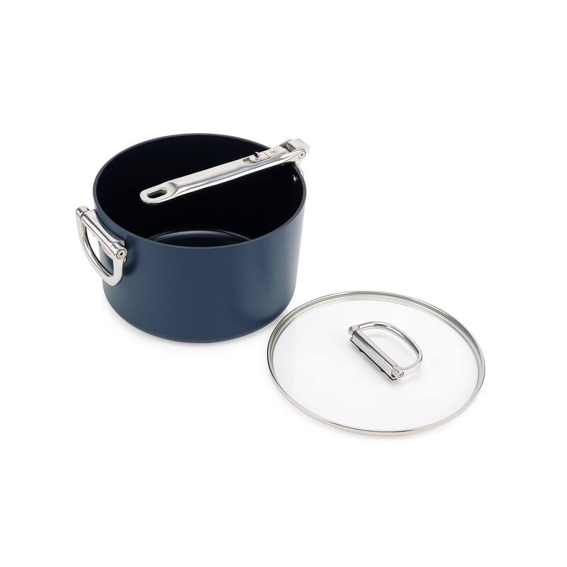Joseph Joseph Space Ceramic Non-Stick 5.4 Qt. Saucepan with Folding Handle and Lid