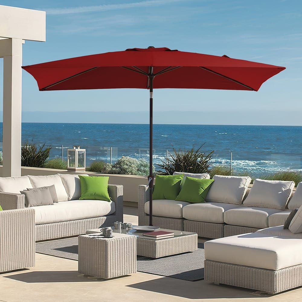 6.5*10ft Rectangular Patio Market Umbrella with Crank & Tilt, UV & Water-Resistant Canopy