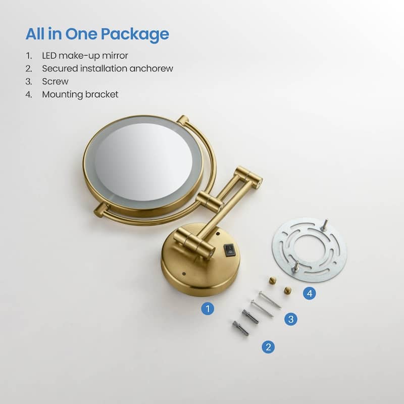 Circular LED Wall Mount Magnifying Make Up Mirror