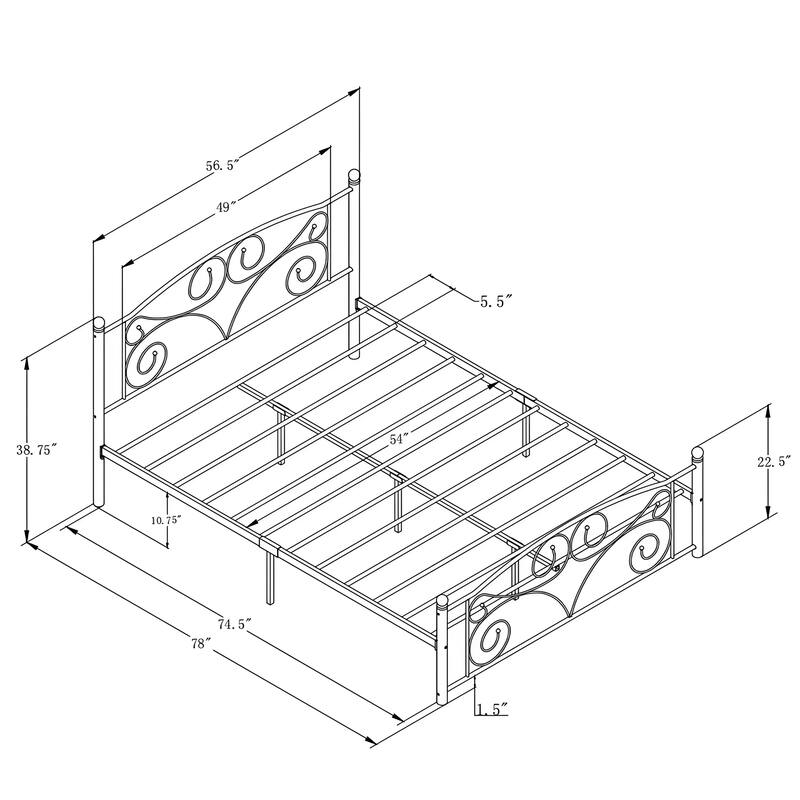 Full Size Metal Bed Frame with Headboard and Footboard, Sturdy System