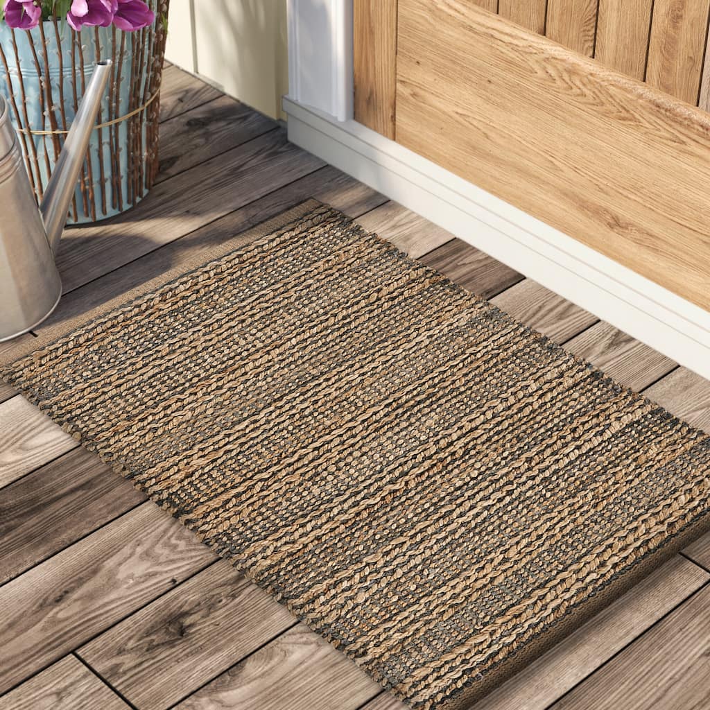 Sevita Interwoven Gray Organic Jute Reversible Accent Rug - 2'0" x 3'0"