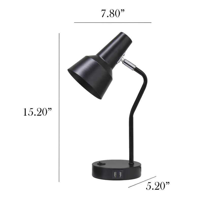 Gooseneck Desk Lamp with Adjustable Shade - 15.25" - Black