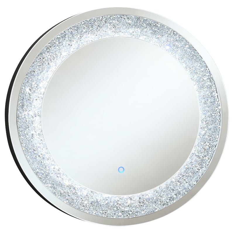 Landar 32 x 32 Inch Round LED Light Wall Mirror Silver