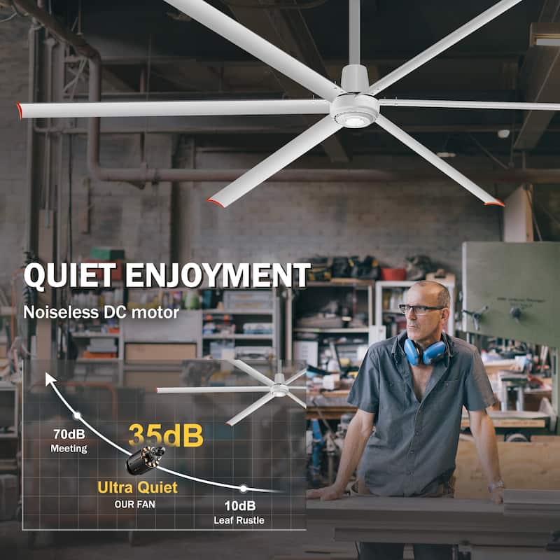 12ft HVLS Commercial 144" Ceiling Fan without Light with 6 Aluminum Blades