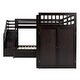 preview thumbnail 8 of 7, L-Shaped Bunk Bed with 3 Drawers,Twin-Twin over Full Bed with Portable Desk and Wardrobe, Espresso