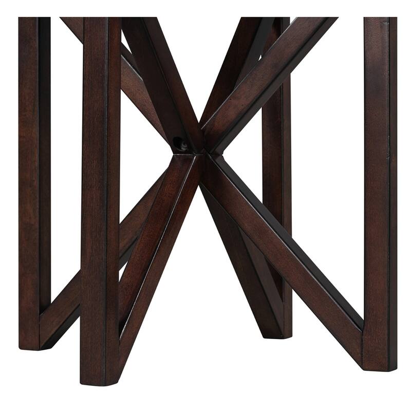 Modern Glass Coffee Table,Solid Wood Base Round Transparent Glass Top