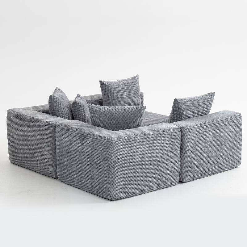 Flannelette Modular Sectional Sofa Full-Foam Build Compressed Couch