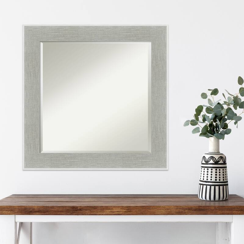 Beveled Wall Mirror - Glam Linen Grey Frame - Glam Linen Grey