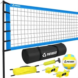 Patiassy Volleyball Net for Beach Backyard PU Volleyball with Pump and Carry Bag