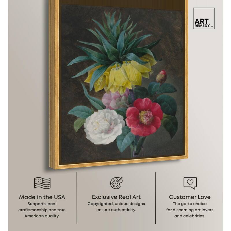 Four Peonies and a Crown Canvas by Art Remedy