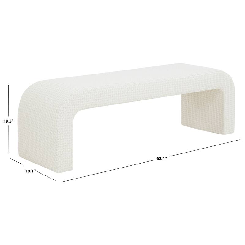 SAFAVIEH Couture Tuyet Curved Waterfall Upholstered Bench (Fully Assembled) - 62" Wx18" Dx19" H - 62"W x 18"D x 19"H