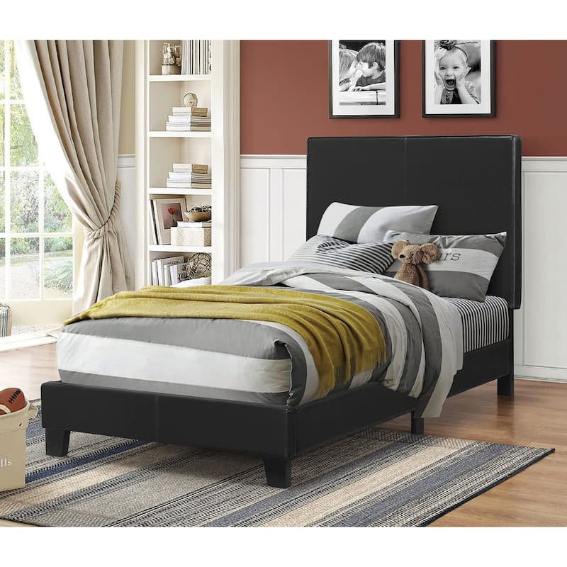 Chic Modern Design Black Leatherette Upholstered Bed