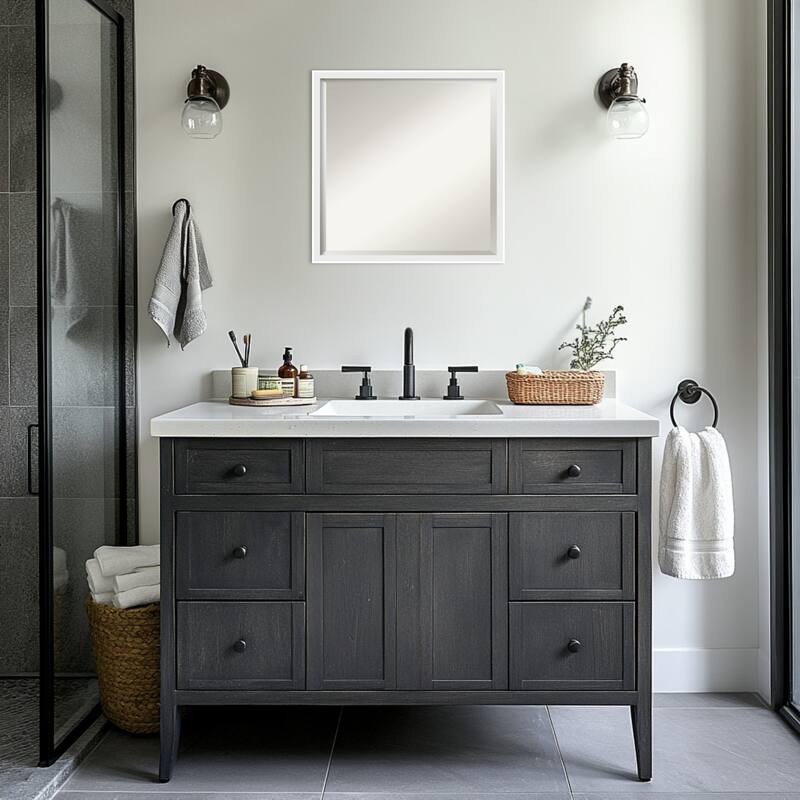 Incline Beveled Wood Framed Bathroom Vanity Wall Mirror