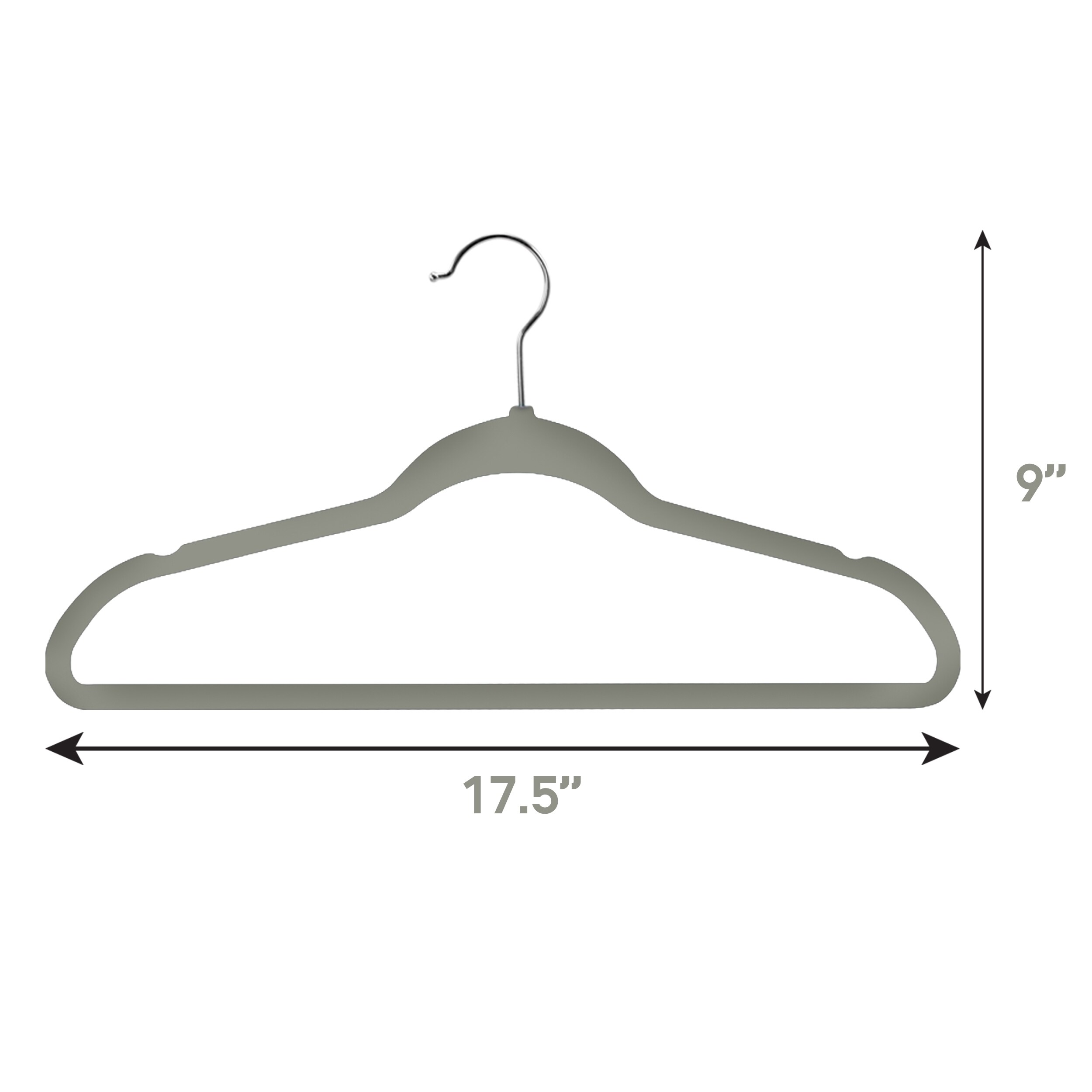 Thin Velvet Hangers 17.5 Inch 25 Pack Black Rotatable Silver Hook