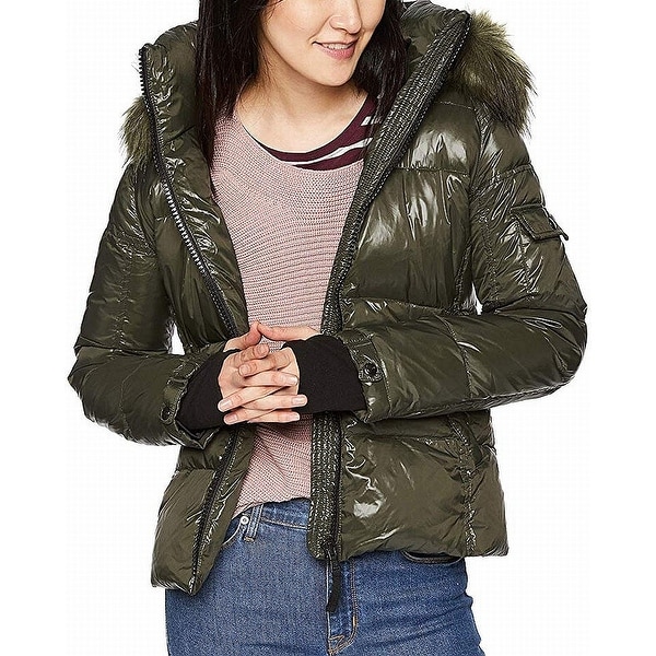 S13 York Womens Coat Green Size Medium M Faux Fur Hooded Puffer. Opens flyout.