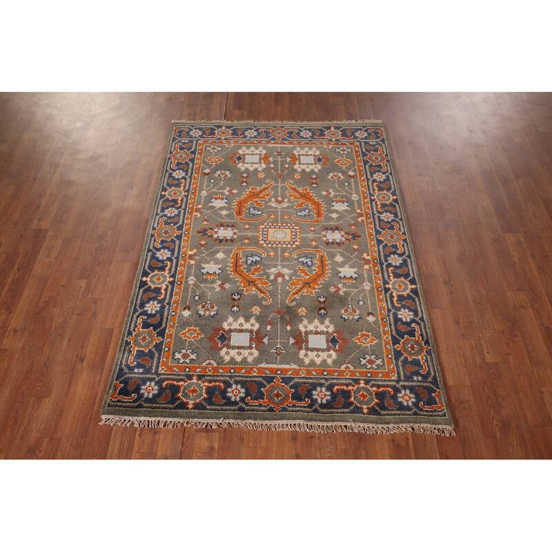 Oushak Oriental Area Rug Handmade Wool Carpet - 4'0"x 5'11"