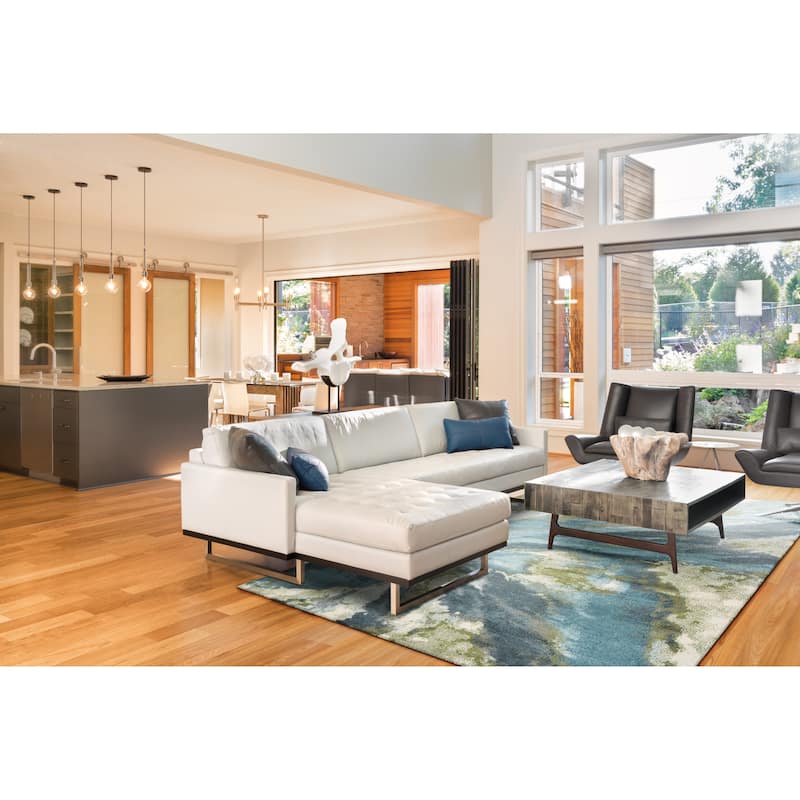 Porch & Den Hamlet Teal Abstract Marbled Rug