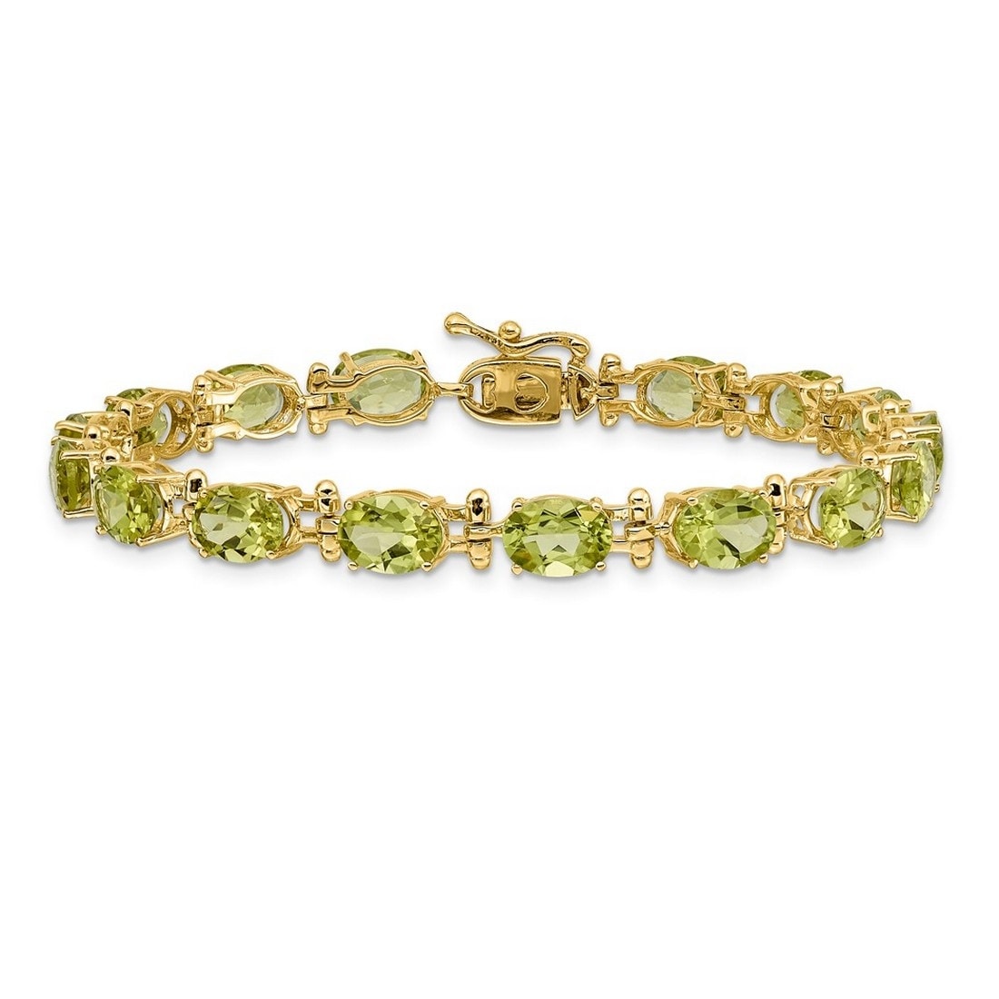 Curata 14k Yellow or White Gold 7" 7x5mm Oval Genuine Gemstones Classic Bracelet