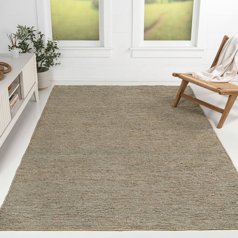 JONATHAN Y Griffin Rustic Farmhouse Woven Jute Solid Area Rug - Gray - 3 X 5