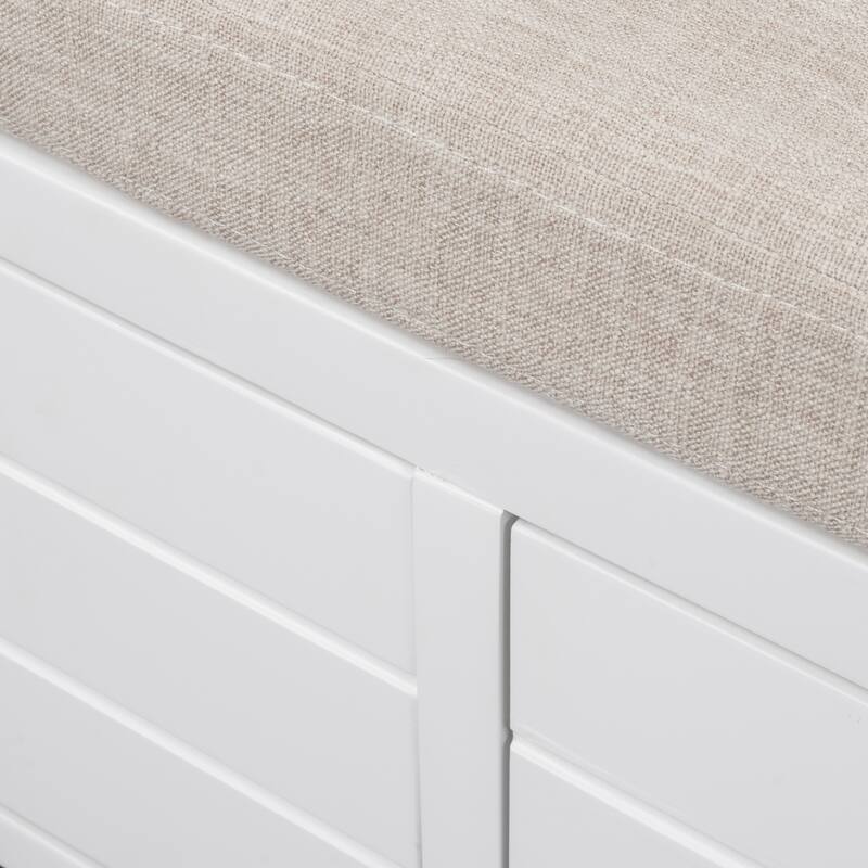 Storage Bench with Removable Basket Cushion and 2 Drawers