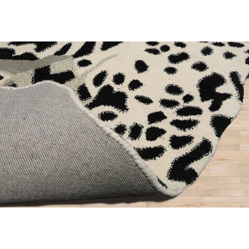 3'x5' White Hand-Tufted Modern Wool Rug with Dalmatian-Inspired Design - 3' x 5'