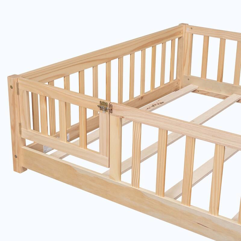 Durable Floor Platform Bed with Fence