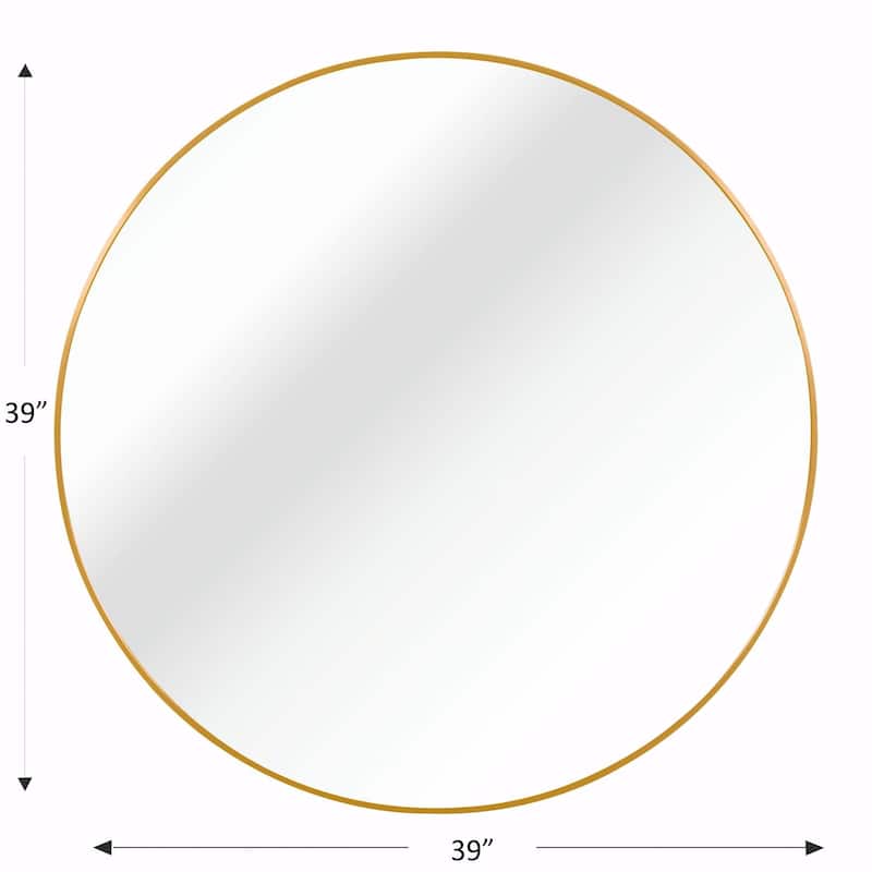 39 Inch Metal Framed Round Bathroom Mirror for Wall