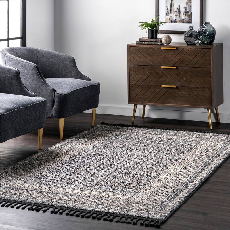 Nuloom Contemporary Faded Diamond Checkers Area Rug - 4' x 6' - Grey - Rectangle