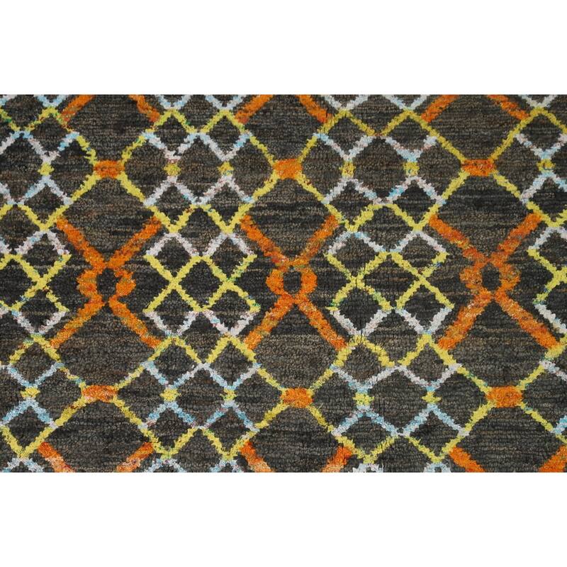 Trellis Moroccan Indian Area Rug Handmade Jute Carpet - 5'7"x 8'8"