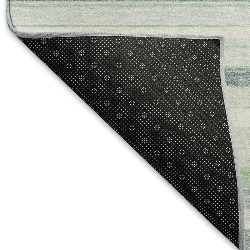 Machine Washable Indoor/ Outdoor Modern Stripes Chantille Rug