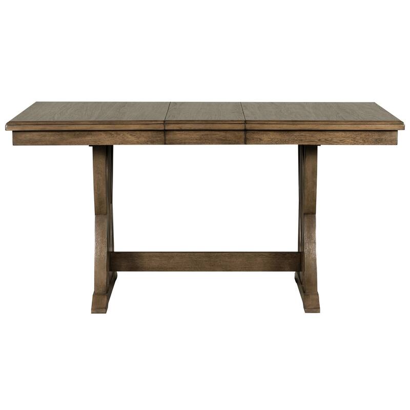 Gray 7-Piece Wooden Dining Table Set with Extendable Table & 6 Chairs