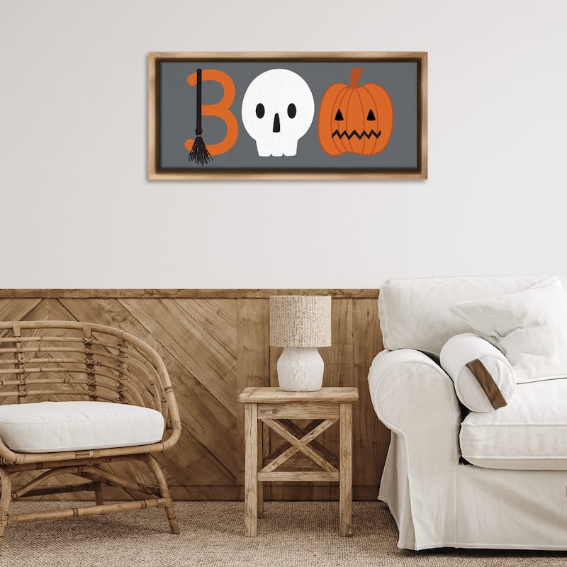 Stupell Boo Halloween Fun Typography Framed Floater Canvas Wall Art Design By Sazerelli Designs