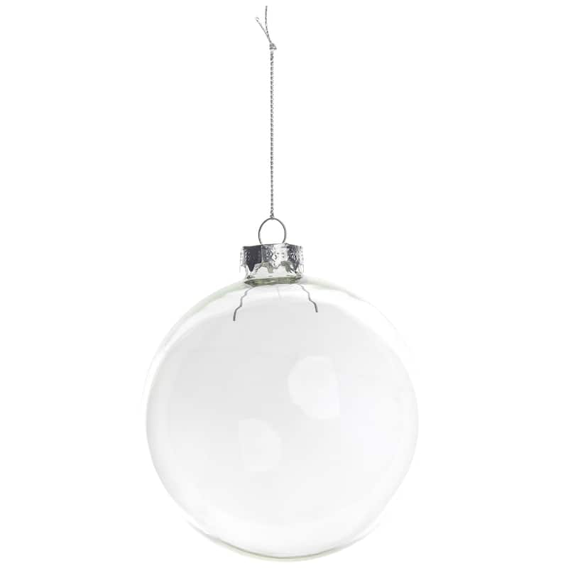 Transparent Glass Christmas Ball Ornaments - 3.25" (80mm) - Clear - 6ct