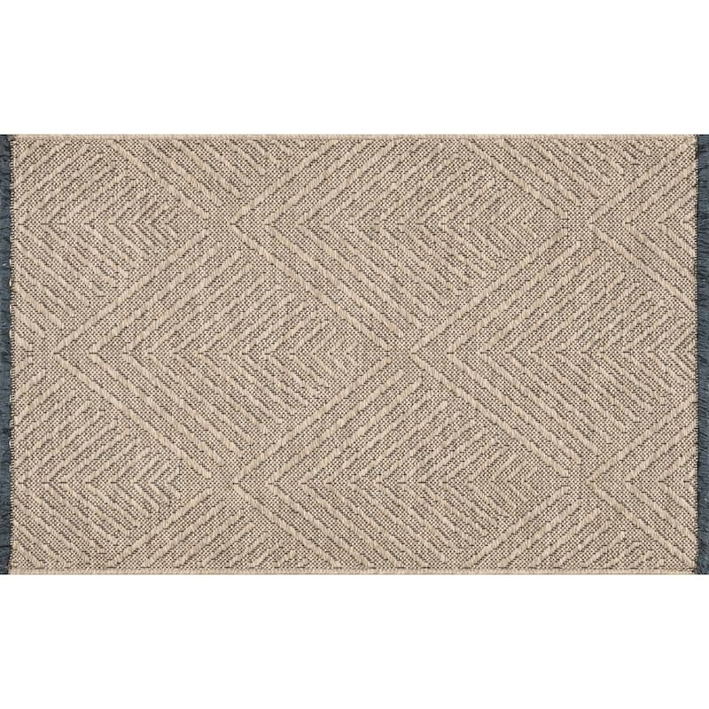 Alameda Solid Color Chevron Machine Washable Indoor Area Rug