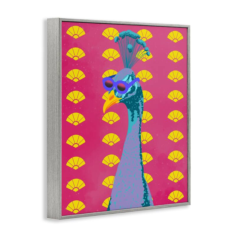 Stupell Vibrant Mod Peacock Framed Giclee Art Design By Marcus Prime